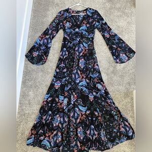 Express boho paisley print maxi dress with bell sleeves